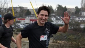 Prime Minister Justin Trudeau jogging in Victoria, March 2, 2017 [Canadian Press photo]