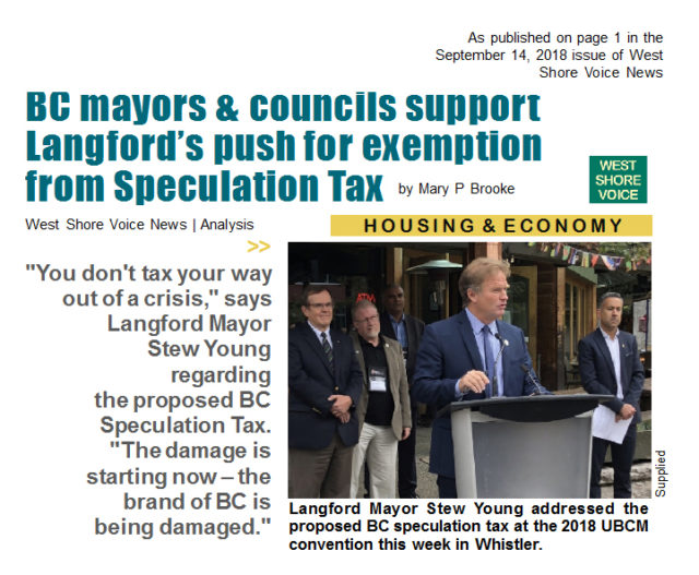 ubcm, speculation tax, stew young, langford