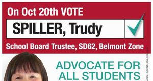 Trudy Spiller will ‘advocate for all students’ trudy spiller, sd62, trustee candidate
