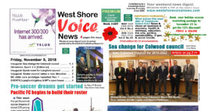 WSV – Pacific FC & Inaugural Councils Edition – November 9, 2018 west shore voice news, remembrance day