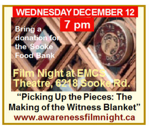 Awareness Film Night, witness blanket, carey newman, sooke