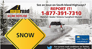 Whiteout conditions on roads in west shore – Malahat closed snowfall, road conditions, west shore, malahat, langford, mainroad south island