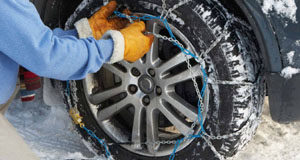 Driving safely on snowy roads winter tires, chains
