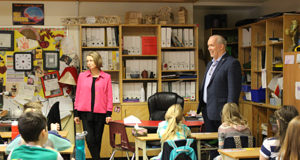 Premier promotes literacy in visit to west shore elementary school Premier John Horgan, Mitzi Dean MLA, Wishart Elementary, SD62