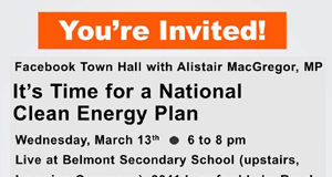 Alistair MacGregor hosting live Facebook town hall on clean energy plan Alistair MacGregor MP, Clean Energy Plan, Facebook town hall, March 13