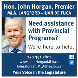 Langford-Juan de Fuca, constituency office, Premier John Horgan