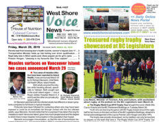 WSV – Measles on Vancouver Island Issue – March 29, 2019 West Shore Voice News, measles, rugby trophy