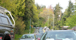 Gridlock on Highway 14 while Premier in Sooke traffic, highway 14, sooke road