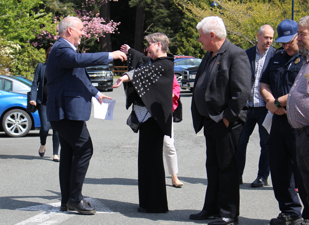 Premier John Horgan, Brenda Parkinson, West Shore Voice News photo, April 26 2019