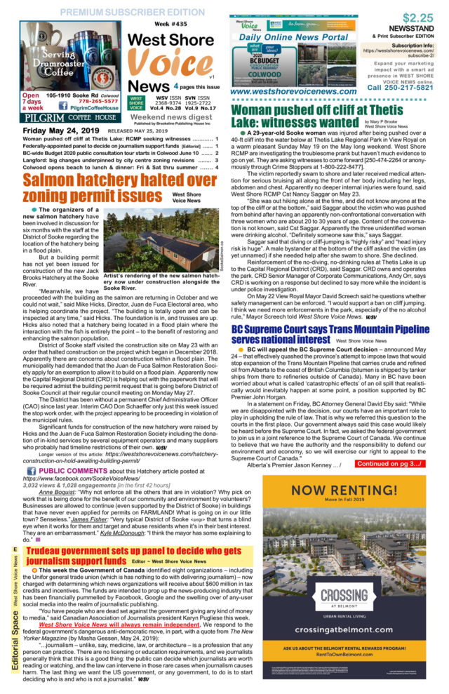 West Shore Voice News, cover image, May 24 2019
