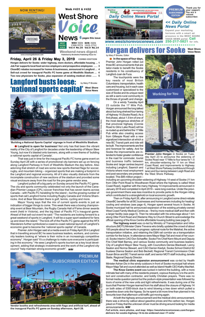 West Shore Voice News, cover image, April 26 & May 2019