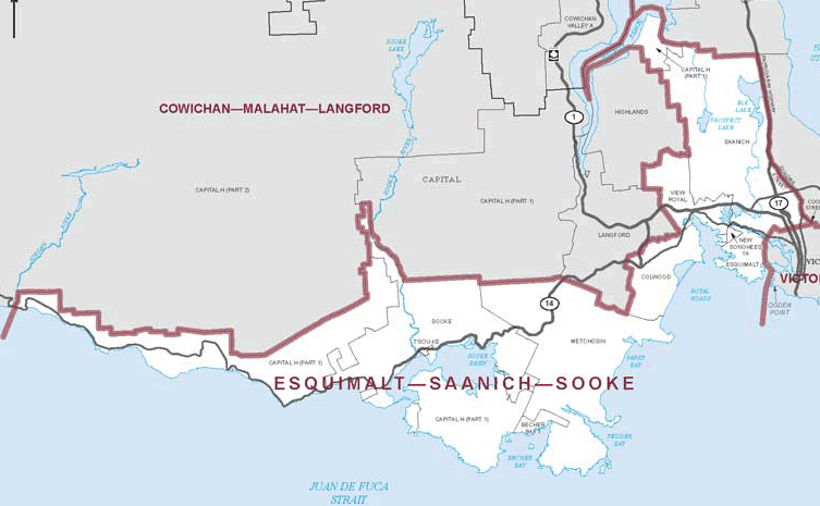 Esquimalt-Saanich-Sooke, map