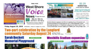 WSV Weekend Digest – August 23 to 26, 2019 Issue Sarah Beckett Memorial Playground, official opening, West Shore Voice News