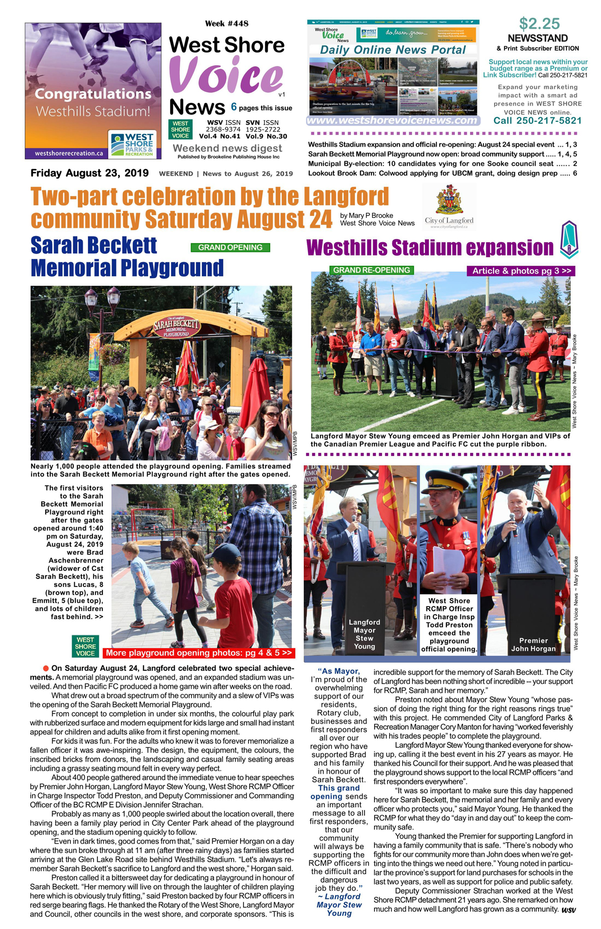 Sarah Beckett Memorial Playground, official opening, West Shore Voice News