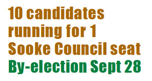 Byelection race is on: 10 candidates for Sooke council Sooke by-election, candidates