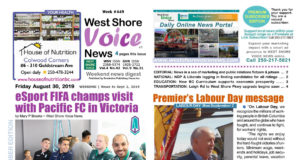 WSV Weekend Digest – August 30 to September 2, 2019 Issue West Shore Voice News, page 1, August 30 2019