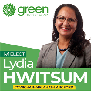 Lydia Hwitsum, Green Party candidate, Cowichan-Malahat-Langford