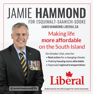 Jamie Hammond, Esquimalt-Saanich-Sooke, Liberal candidate