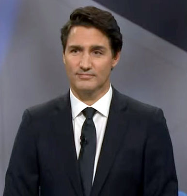 Justin Trudeau, Liberal leader, leaders debate, October 2019