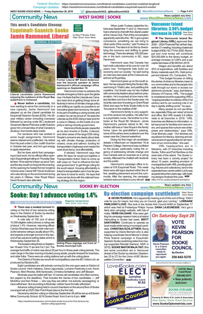 September 20 to 22 edition 2019, West Shore Voice News