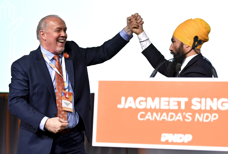 Premier John Horgan, NDP Leader Jagmeet Singh