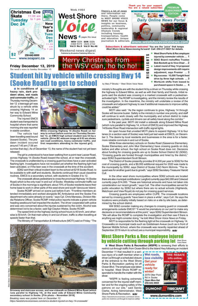 West Shore Voice News, December 13 2019 issue, cover image