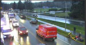 EMCS student injured on Hwy 14 crosswalk Drive BC webcam, Sooke Road, December 12 2019, injury