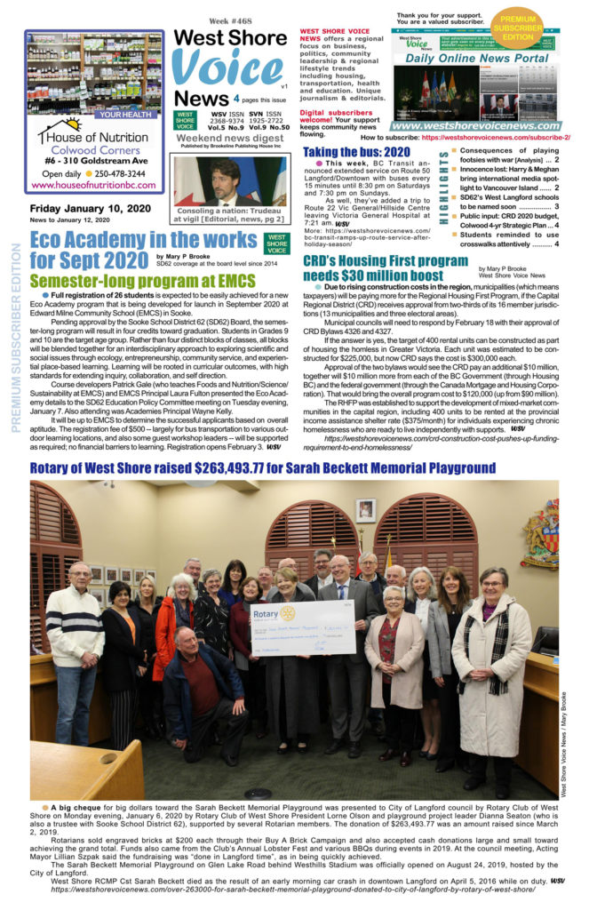 West Shore Voice News, January 10 to 12, weekend edition