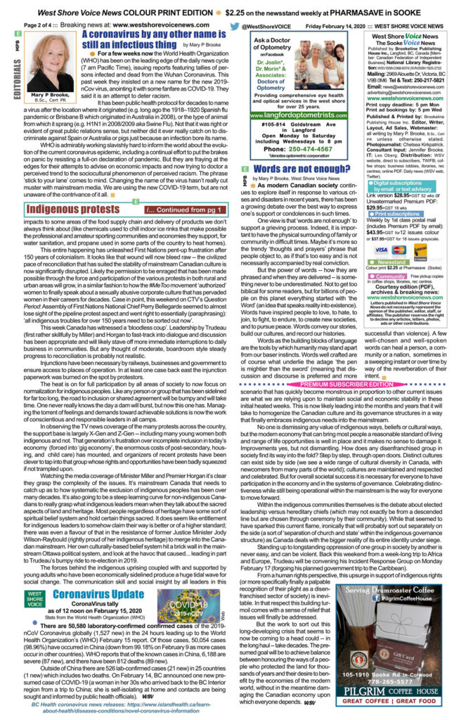Page 2, February 14 to 16 weekend edition 2020, west shore voice news