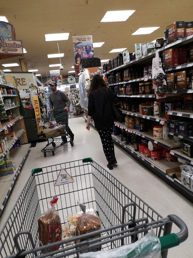 Social distancing while grocery shopping,
