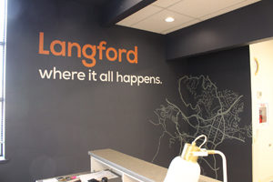 Langford city hall, slogan