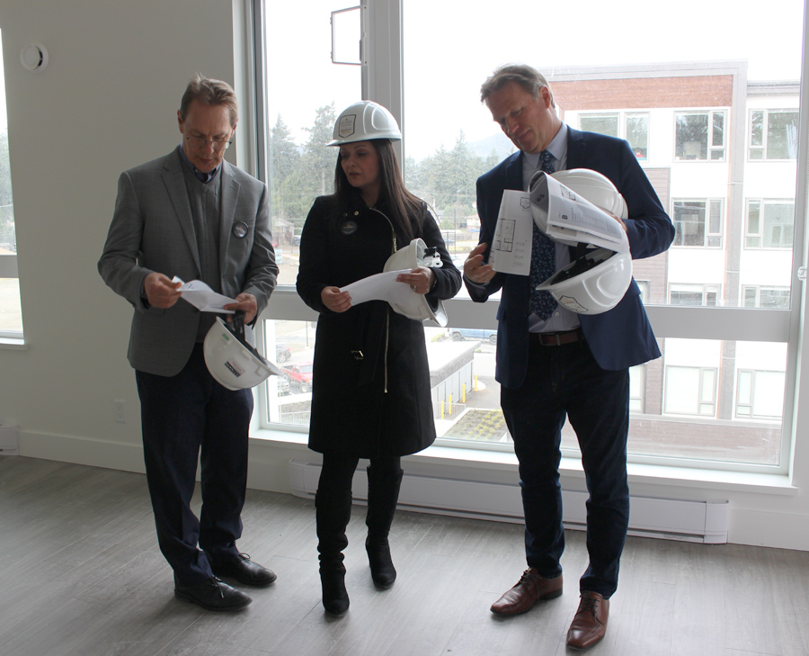 Eric Gerlach, Marcela Corzo, Stew Young, Belmont Residences, Langford, February 2020