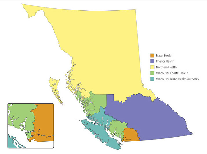 BC Health Authorities, map