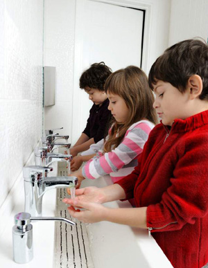 washing hands, children