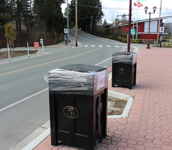 municipal garbage cans, Langford, COVID-19