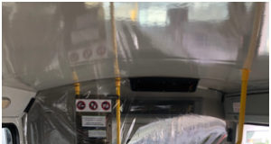 BC Transit: COVID-19 update includes vinyl panels & no-fare extension to April 30 vinyl protection, driver area, BC Transit, bus