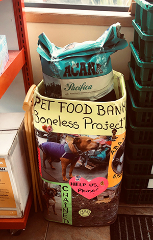 pet food donations, bin