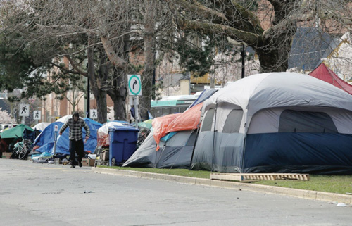 homeless, tents, Pandora Ave, Victoria