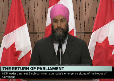 NDP Leader Jagmeet Singh. April 11, 2020