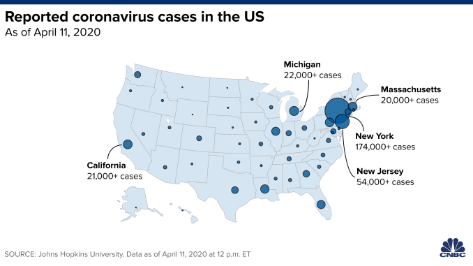 COVID-19, outbreaks, map, USA