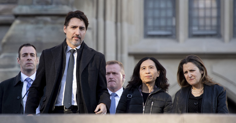 Prime Minister Justin Trudeau, Dr Theresa Tam, Deputy Prime Minister Chrystia Freeland