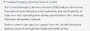 Federal government loosens up CEBA criteria to help support small businesses CEBA
