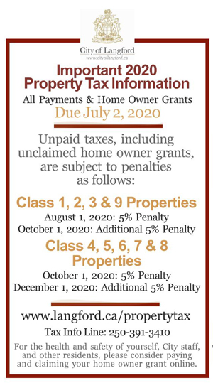 Langford property taxes, deadline, 2020