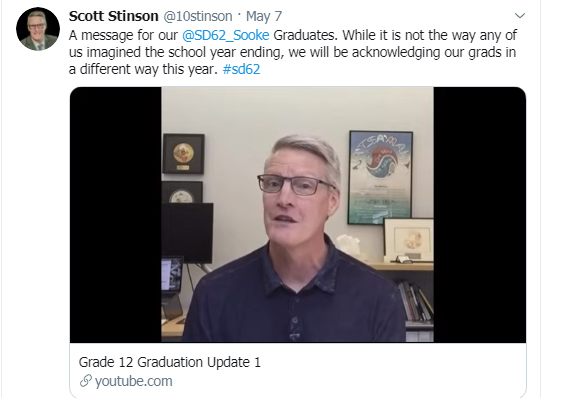 Scott Stinson, SD62 superintendent, grad video