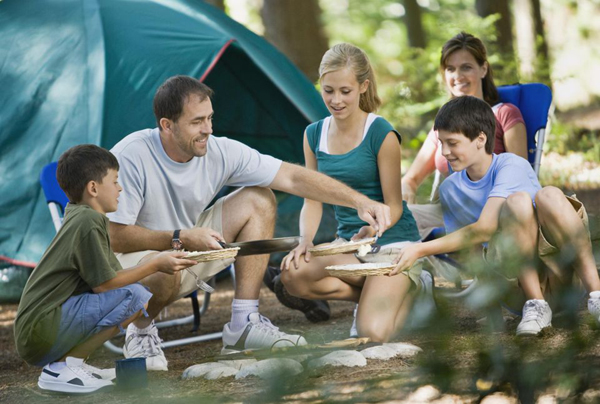 camping outdoors, family