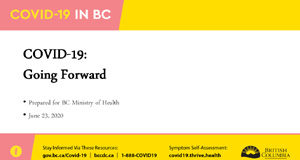 COVID-19 modelling shows BC near threshold of case increases Going Forward, COVID-19, BC, June 23 20