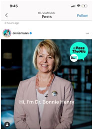 Dr Bonnie Henry, Instagram