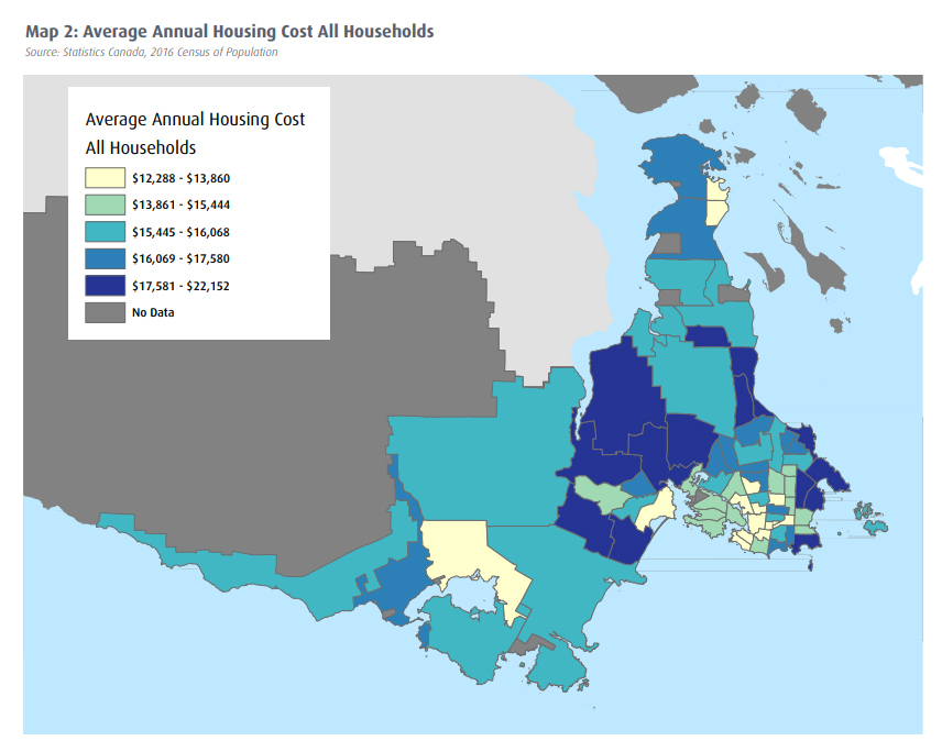 Average Annual Housing Costs, CRD, 2020