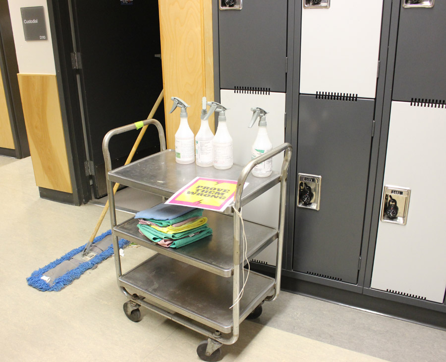 cleaning supplies, custodial, Belmont Secondary