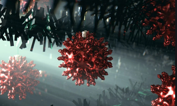 Christmas, COVID, virus, ornament